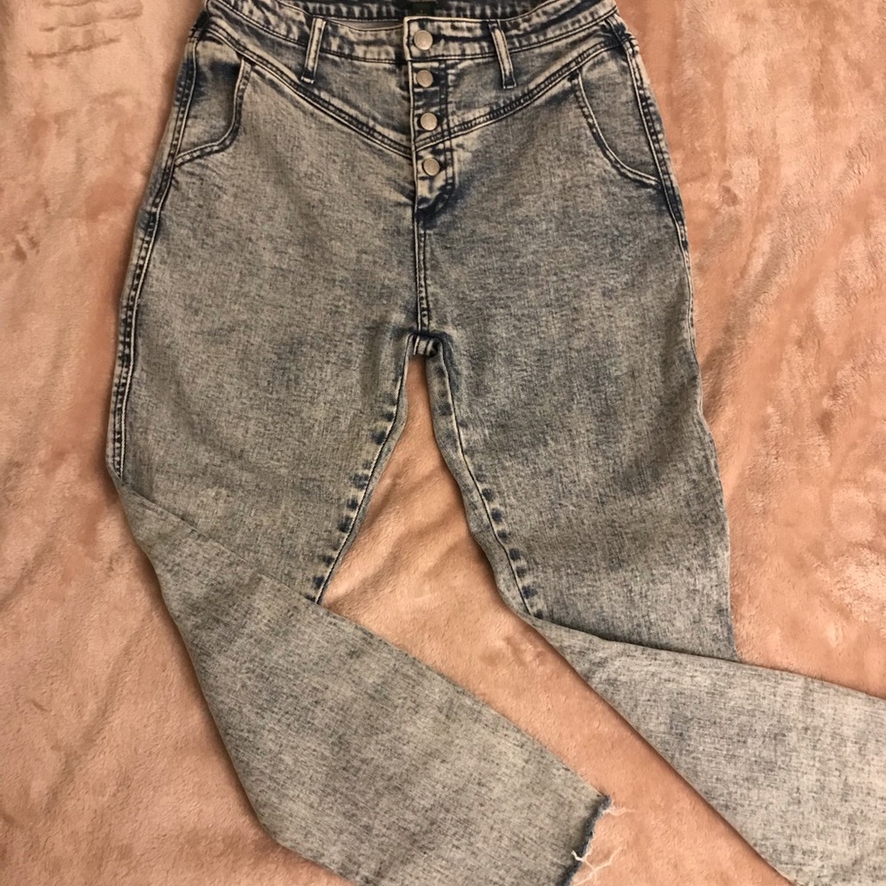 High rise acid wash jeans